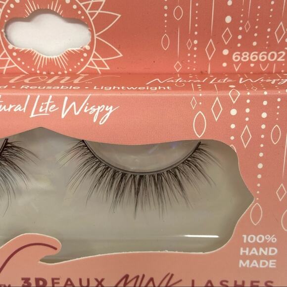 Ioni Natural Light Wispy 3D Faux Mink Lashes Handmade 3 Sets Of Lashes & 1 Glue - Picture 3 of 8